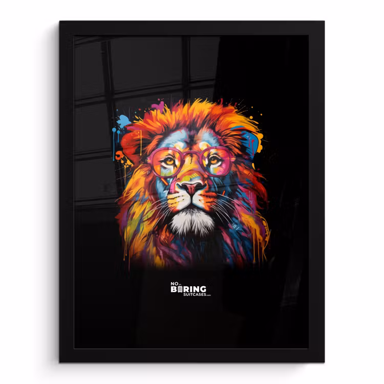 Poster met lijst - Kleurrijke leeuw in graffiti stijl — 1