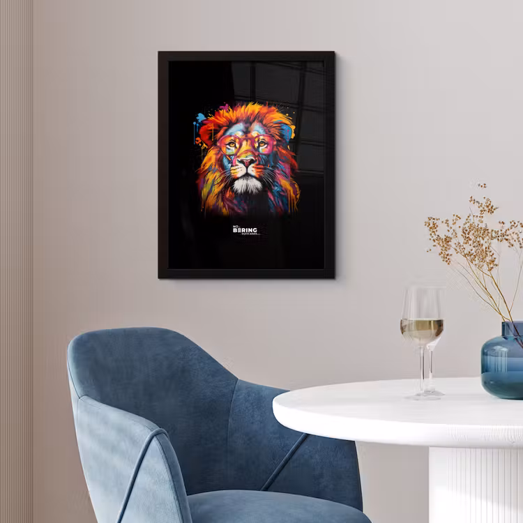 Poster met lijst - Kleurrijke leeuw in graffiti stijl — 2