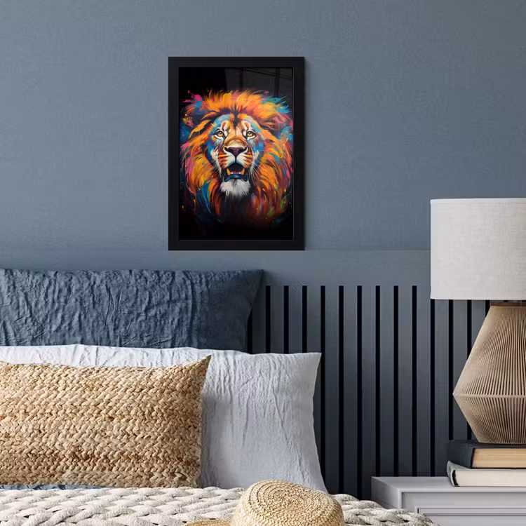 Poster met lijst - Leeuw - Graffiti - Dieren - Zwart — 4