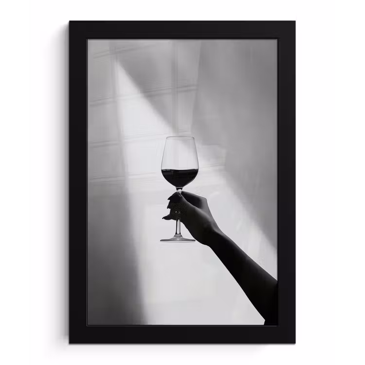 Poster met lijst - Lichtinval - Wijn - Rood - Glas — 1
