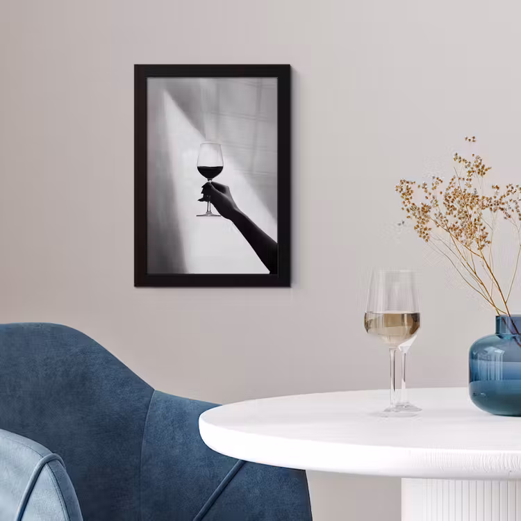 Poster met lijst - Lichtinval - Wijn - Rood - Glas — 2