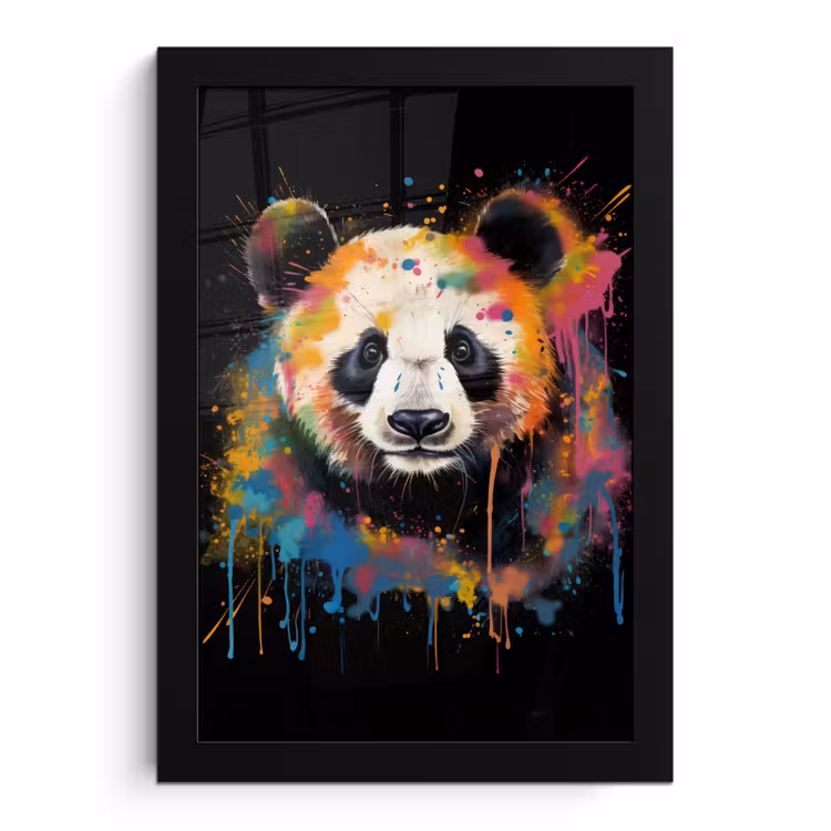 Poster met lijst - Panda - Graffiti - Dieren - Zwart - Kleuren — 1