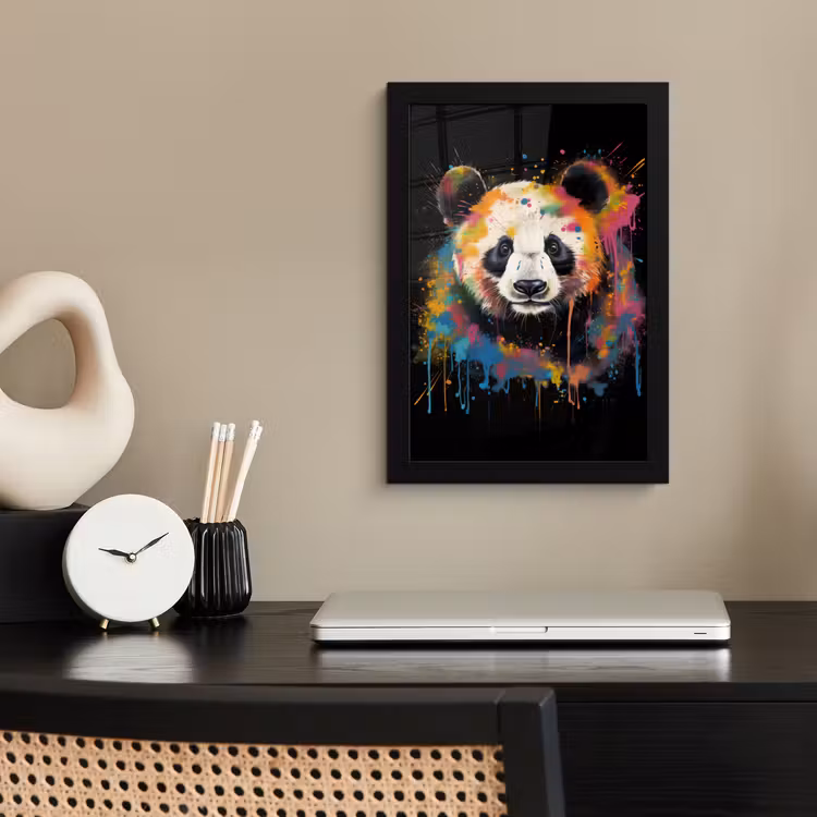 Poster met lijst - Panda - Graffiti - Dieren - Zwart - Kleuren — 3