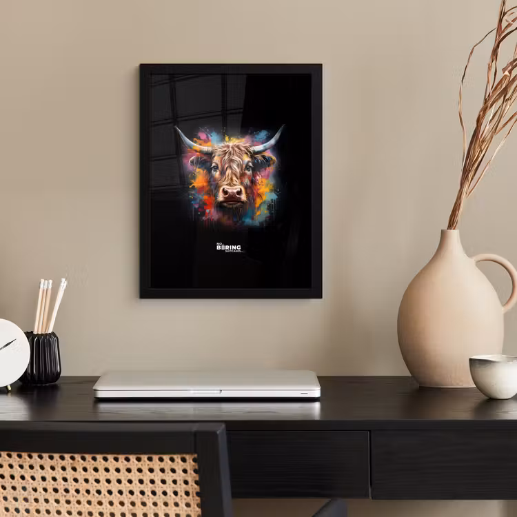 Poster met lijst - Schotse hooglander als graffiti art — 3