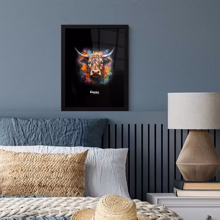 Poster met lijst - Schotse hooglander als graffiti art — 4