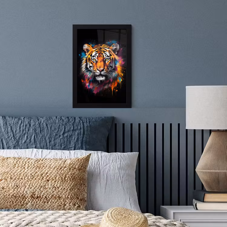 Poster met lijst - Tijger - Graffiti - Dieren - Zwart — 4