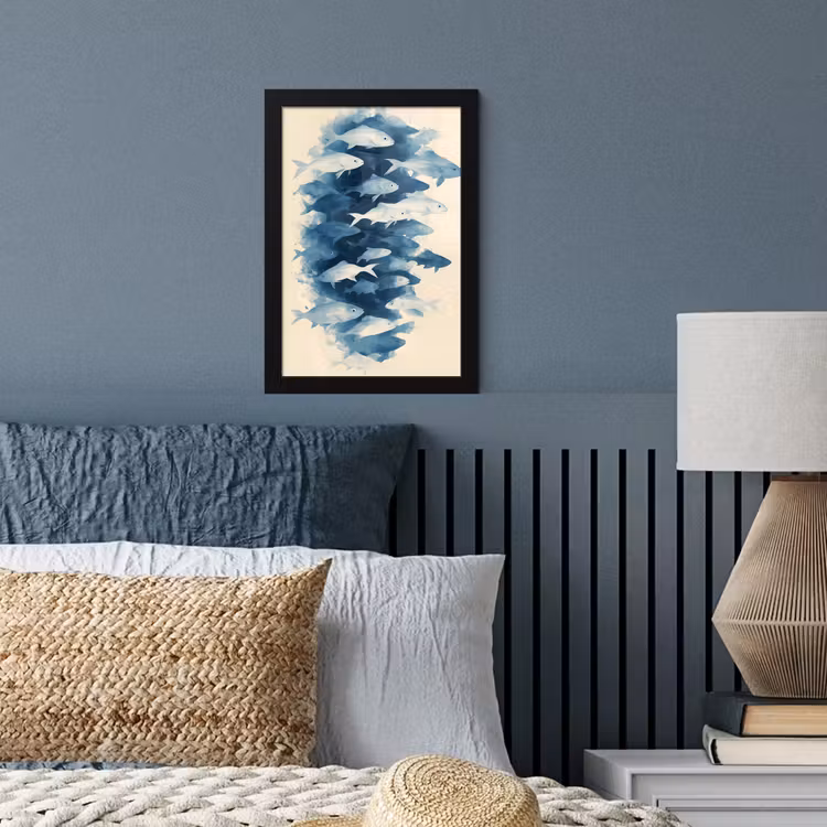 Poster met lijst - Vissen - Minimalistisch - Blauw — 4