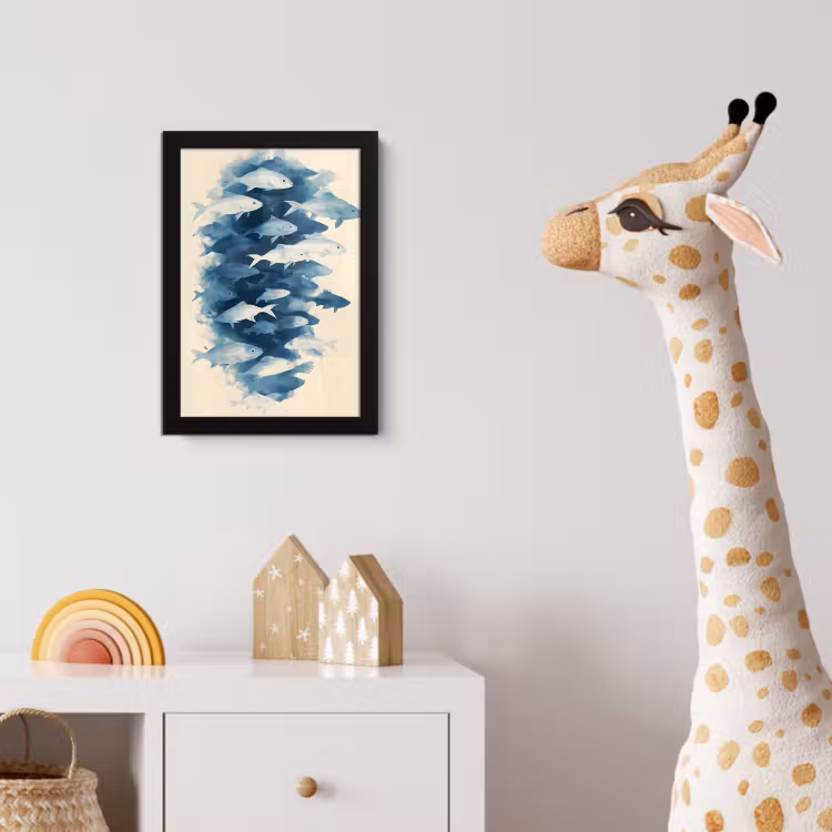 Poster met lijst - Vissen - Minimalistisch - Blauw — 5