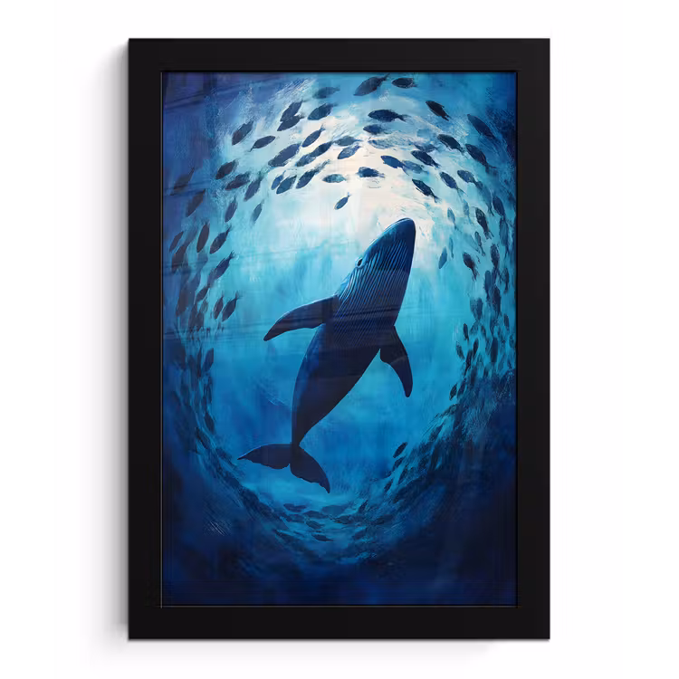 Poster met lijst - Walvis - Vissen - Donkerblauw — 1