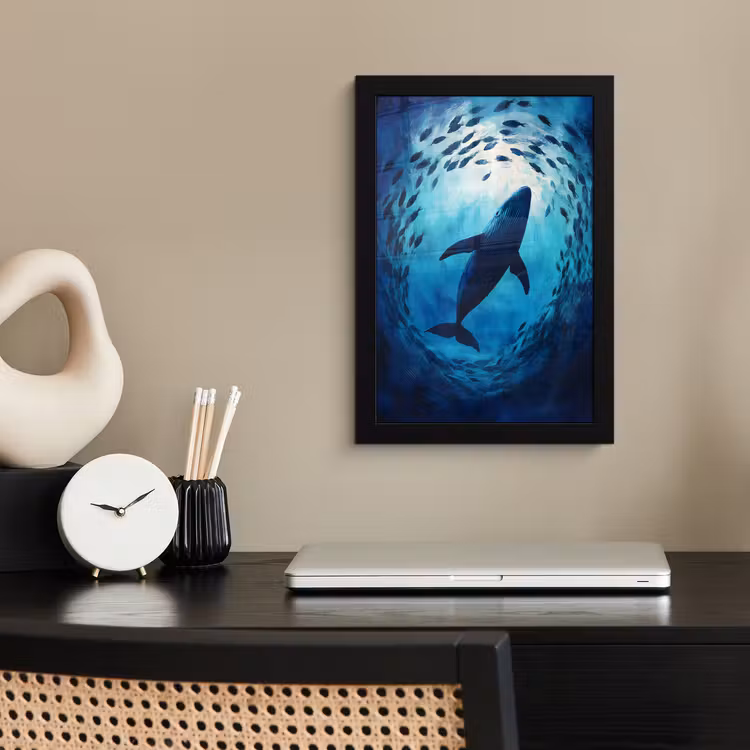Poster met lijst - Walvis - Vissen - Donkerblauw — 3