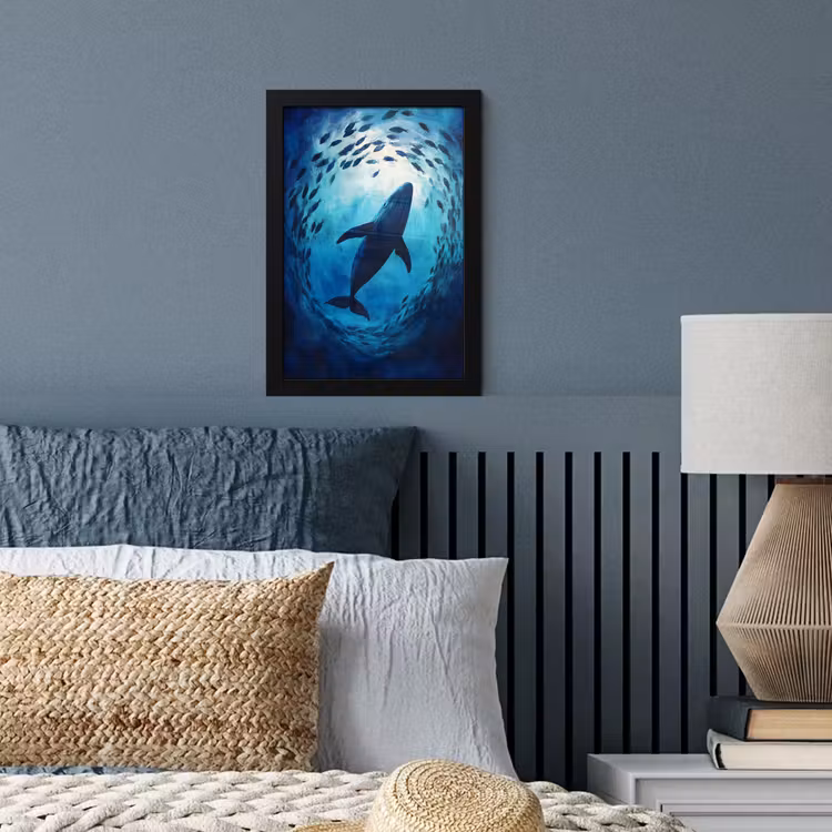 Poster met lijst - Walvis - Vissen - Donkerblauw — 4