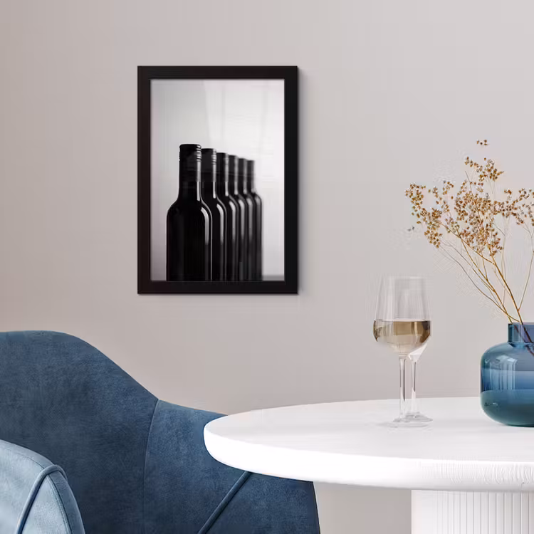 Poster met lijst - Wijnflessen - Zwart - Minimalistisch — 2