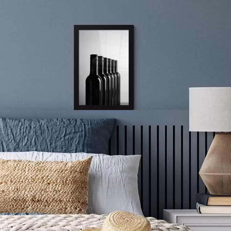 Poster met lijst - Wijnflessen - Zwart - Minimalistisch — 4