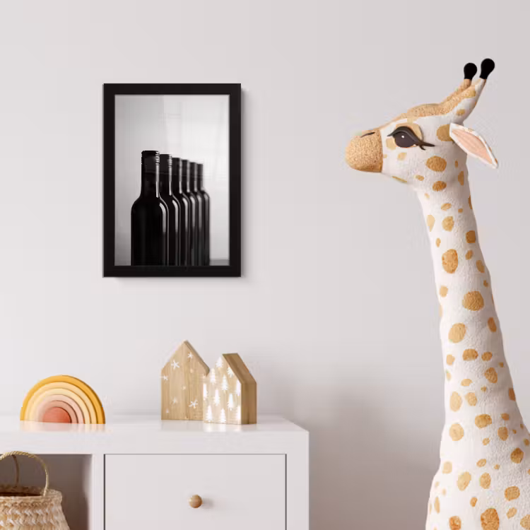 Poster met lijst - Wijnflessen - Zwart - Minimalistisch — 5