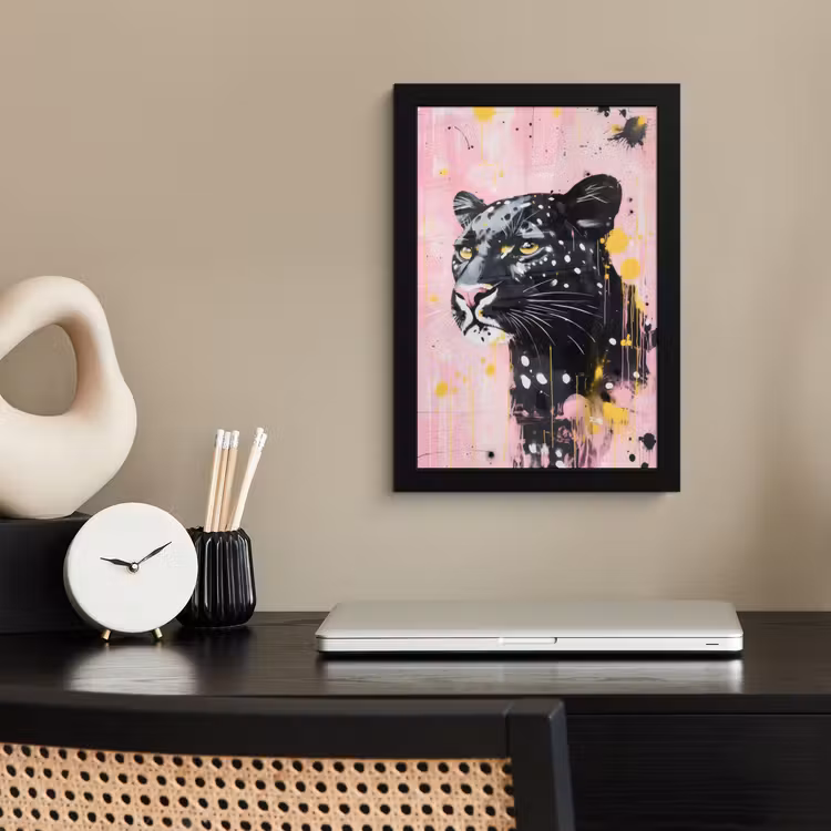 Poster met lijst - Zwart - Panter - Roze - Abstract — 3