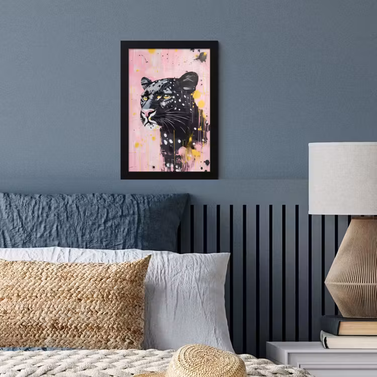 Poster met lijst - Zwart - Panter - Roze - Abstract — 4