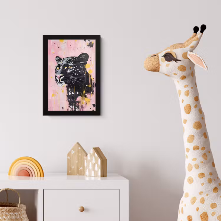 Poster met lijst - Zwart - Panter - Roze - Abstract — 5