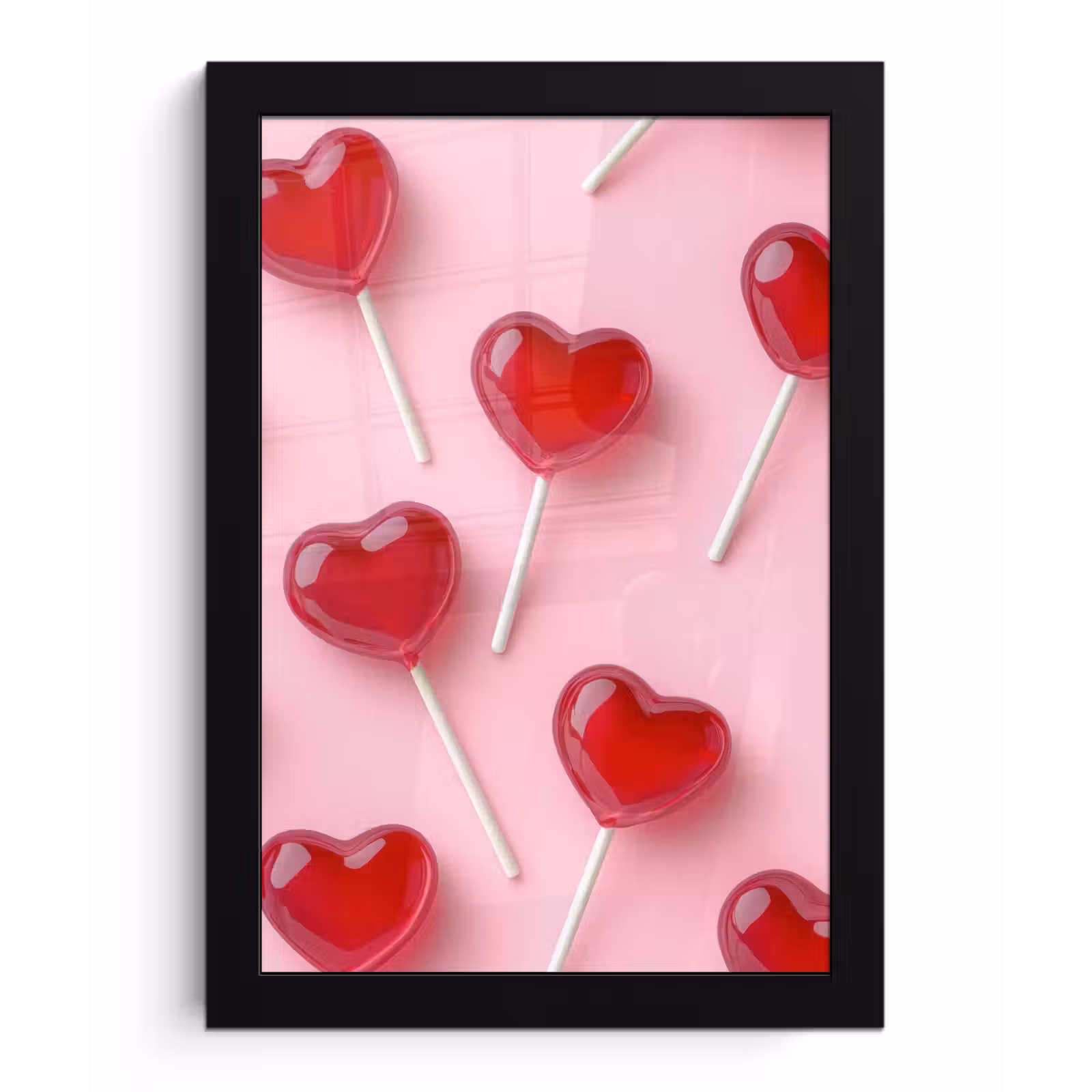 Poster met lijst - Lollies - Hartjes - Roze — 1