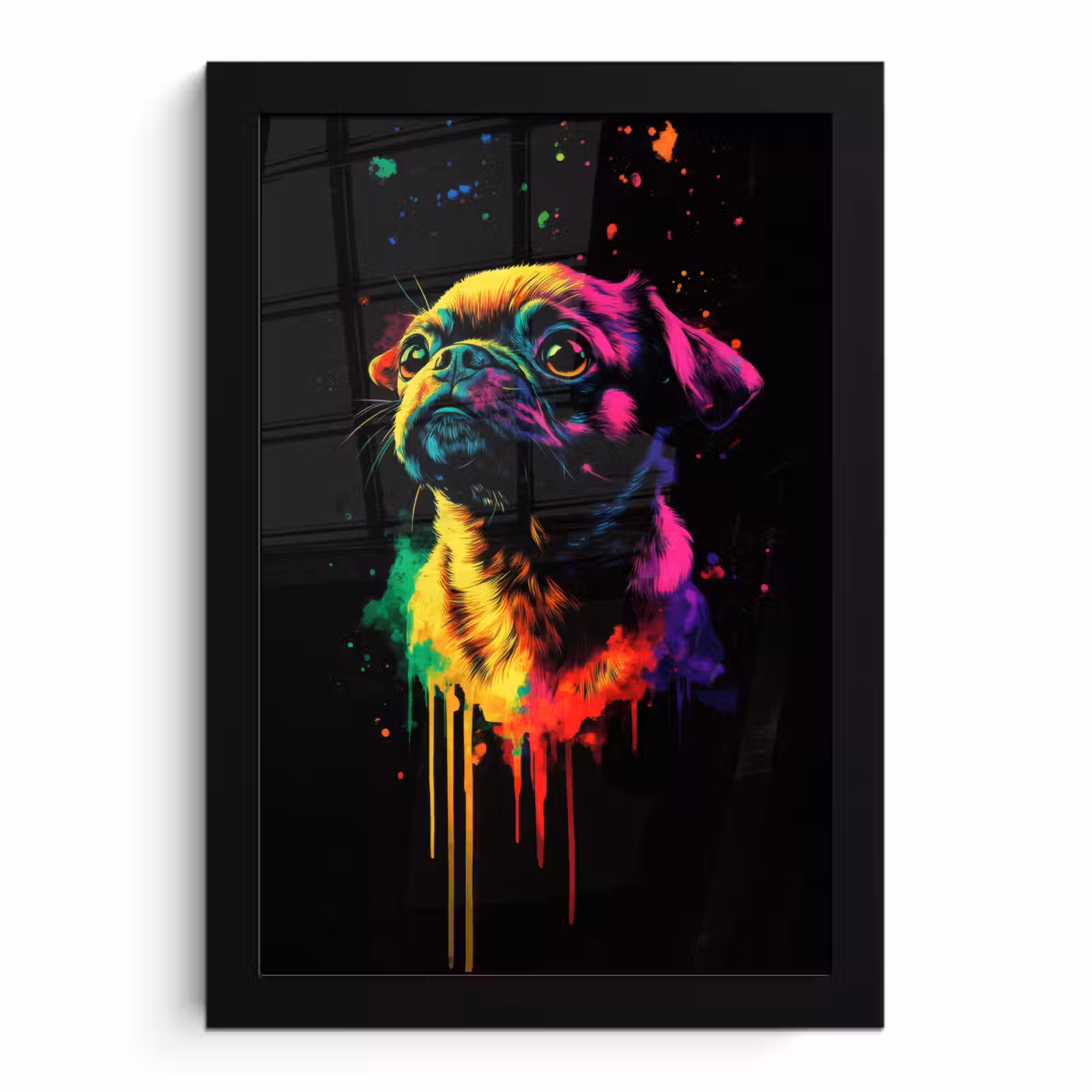 Poster met lijst - Puck - Hond - Verf - Kleuren — 1
