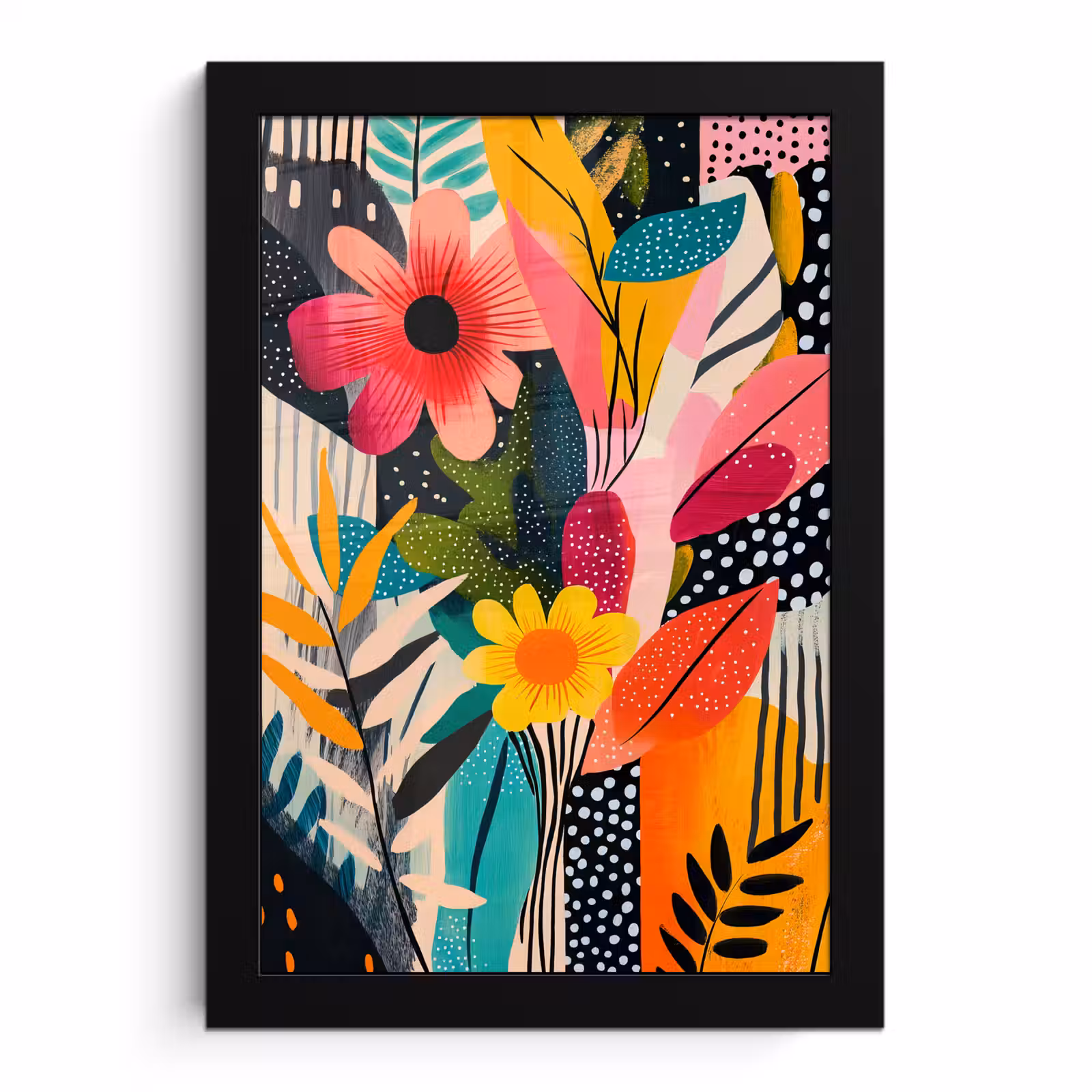 Poster met lijst - Schilderij - Abstract - Bloemen - Roze — 1