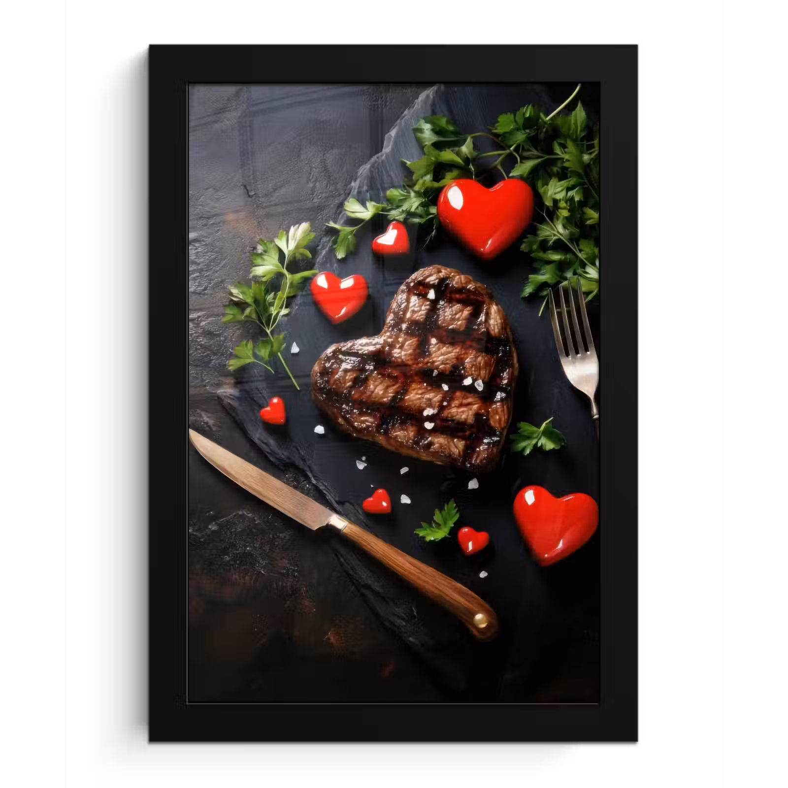 Poster met lijst - Steak - Hart - Bestek — 1