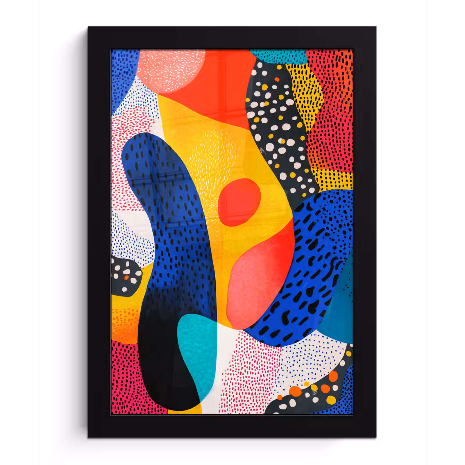 Poster met lijst - Vormen - Abstract - Stippels - Blauw — 1