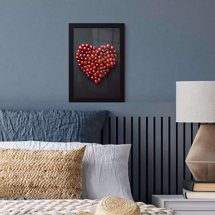 Poster met lijst - Kersen - Hart - Rood - Zwart — 4