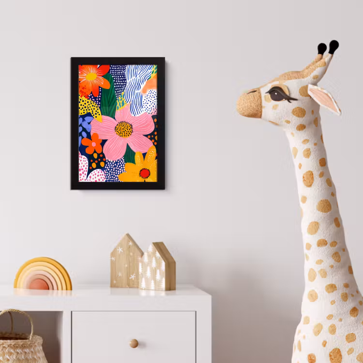 Poster met lijst - Kleurrijk - Bloemen - Abstract - Stippen — 5