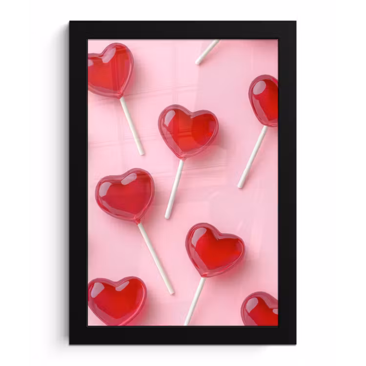 Poster met lijst - Lollies - Hartjes - Roze — 1