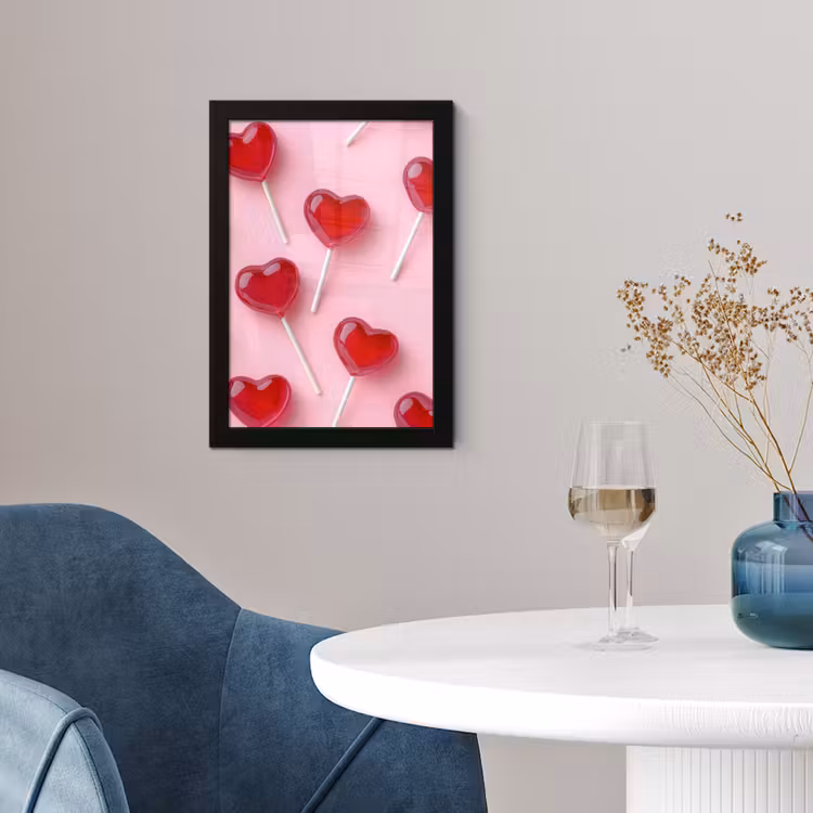 Poster met lijst - Lollies - Hartjes - Roze — 2