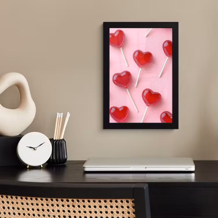 Poster met lijst - Lollies - Hartjes - Roze — 3
