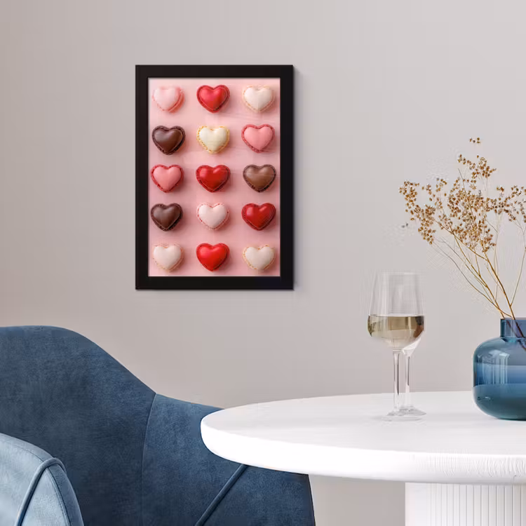 Poster met lijst - Macarons - Hartjes - Kleurrijk - Roze — 2