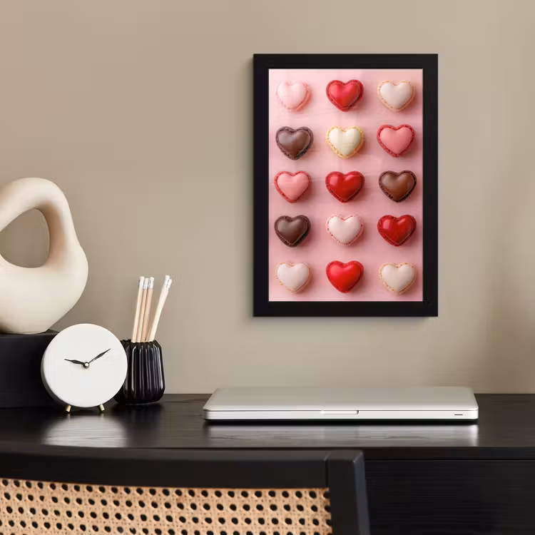 Poster met lijst - Macarons - Hartjes - Kleurrijk - Roze — 3