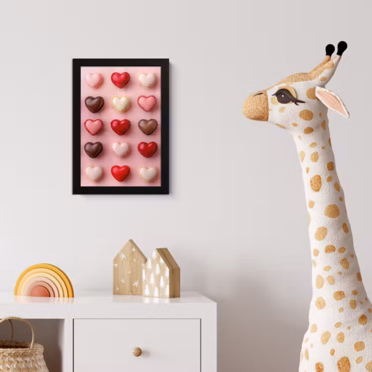 Poster met lijst - Macarons - Hartjes - Kleurrijk - Roze — 5