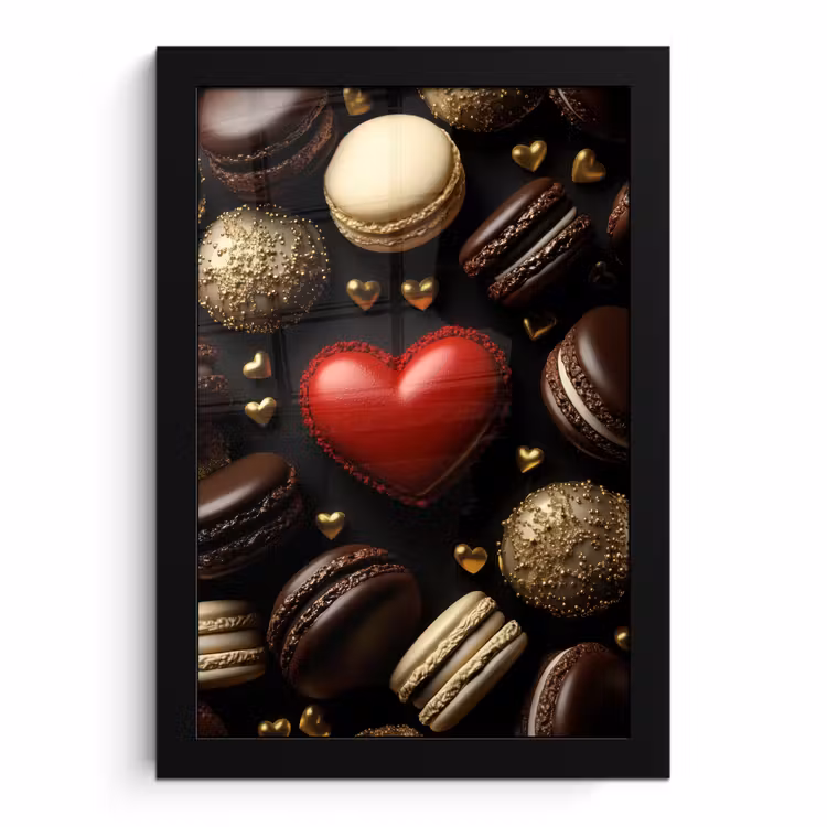 Poster met lijst - Macarons - Rood - Hart — 1
