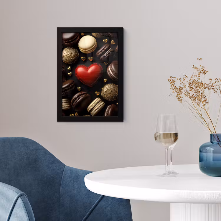 Poster met lijst - Macarons - Rood - Hart — 2