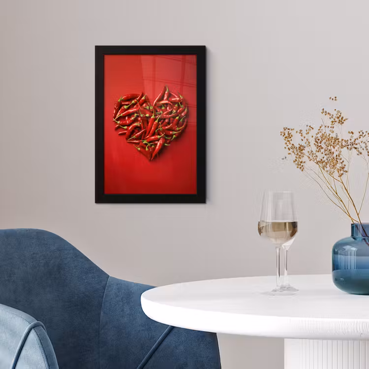 Poster met lijst - Pepers - Rood - Hart — 2