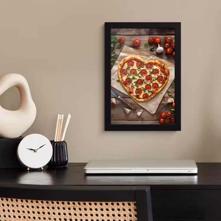 Poster met lijst - Pizza - Hart - Pepperoni - Tomaat — 3