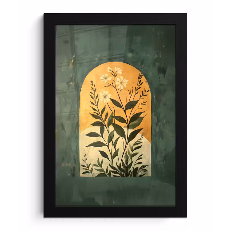 Poster met lijst - Plant - Bloemen - Wit — 1