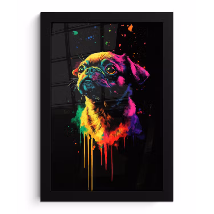 Poster met lijst - Puck - Hond - Verf - Kleuren — 1