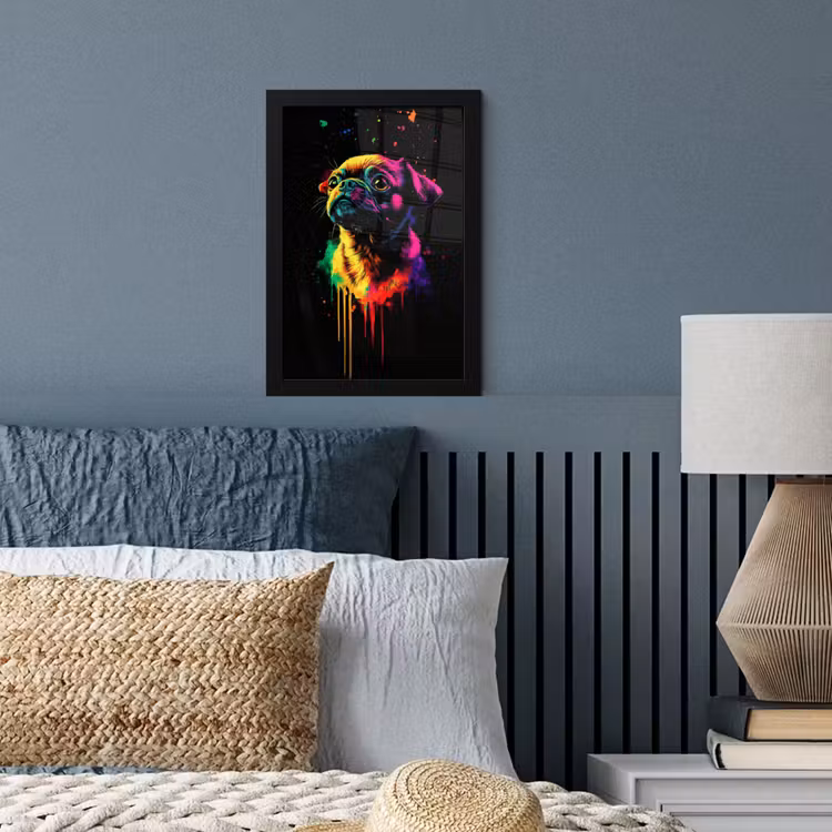 Poster met lijst - Puck - Hond - Verf - Kleuren — 4