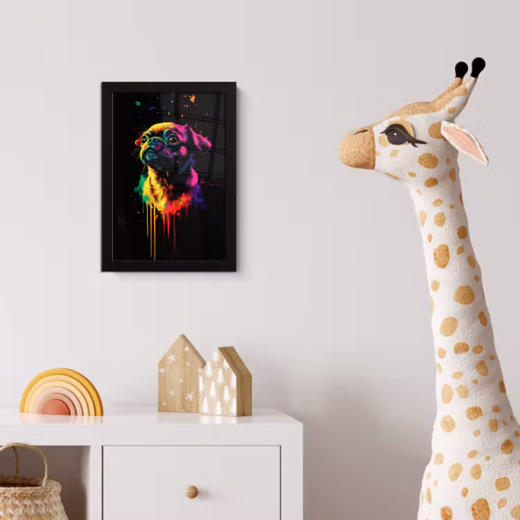 Poster met lijst - Puck - Hond - Verf - Kleuren — 5
