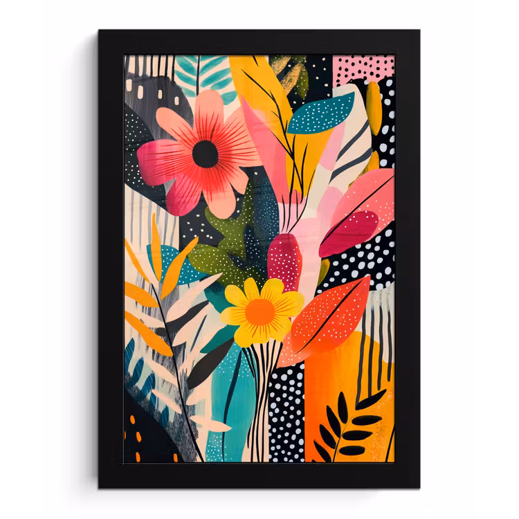 Poster met lijst - Schilderij - Abstract - Bloemen - Roze — 1