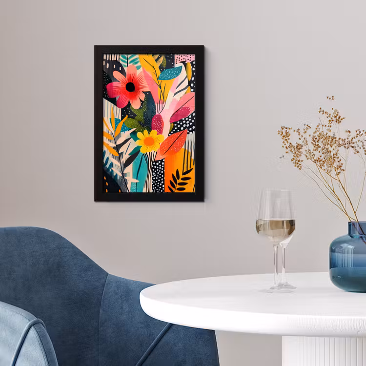 Poster met lijst - Schilderij - Abstract - Bloemen - Roze — 2