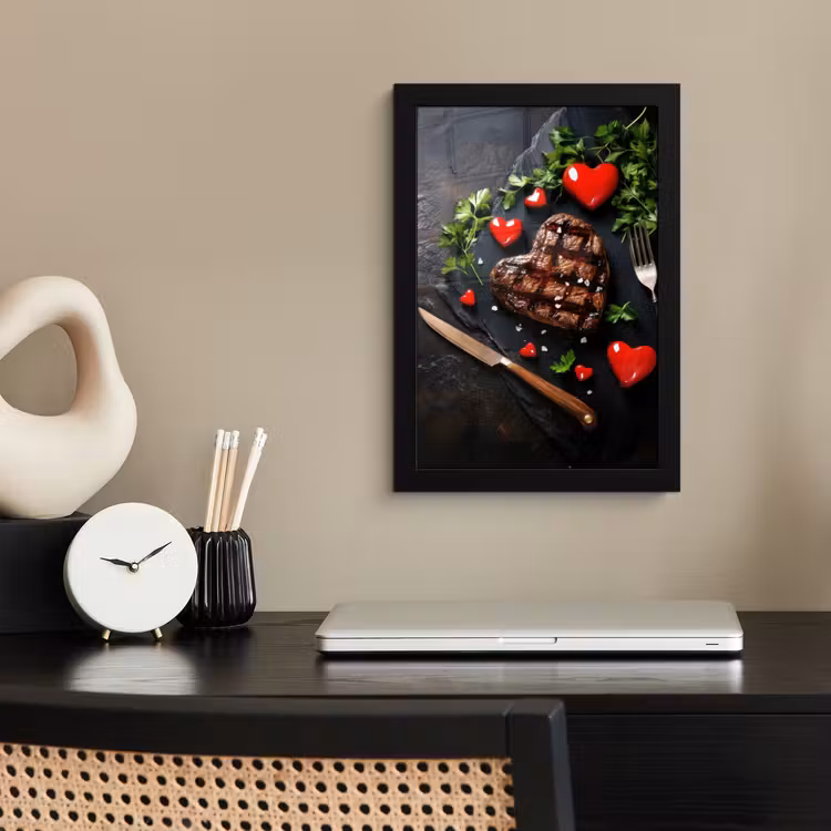 Poster met lijst - Steak - Hart - Bestek — 3