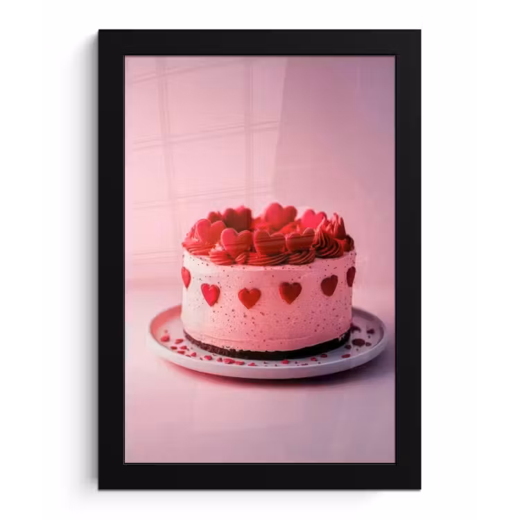Poster met lijst - Taart - Hart - Roze — 1