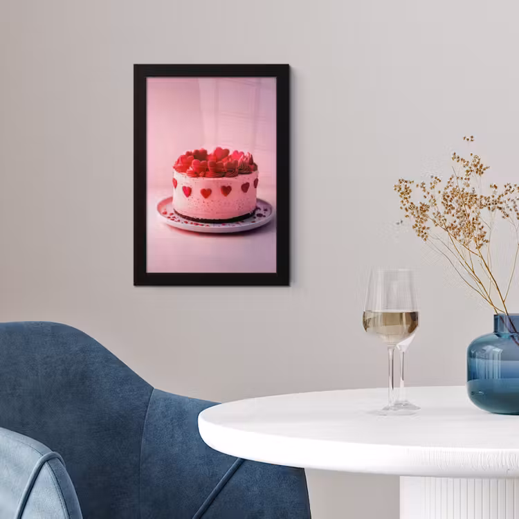 Poster met lijst - Taart - Hart - Roze — 2