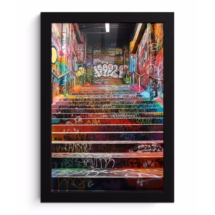 Poster met lijst - Trap - Graffiti - Kleuren - Kunst — 1