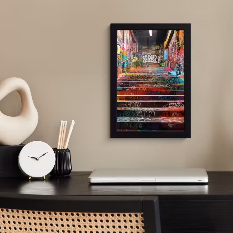 Poster met lijst - Trap - Graffiti - Kleuren - Kunst — 3