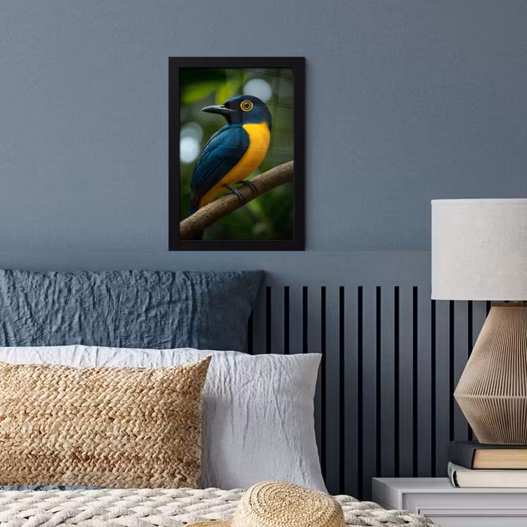Poster met lijst - Vogel - Tak - Geel - Bladeren — 4